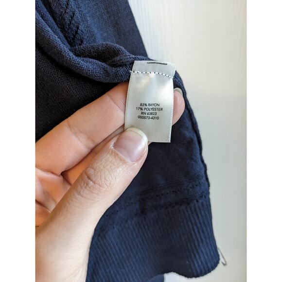 Cj Banks Women's Navy Long Sleeve Open Front Cowl Neck Cardigan Sweater Size 1X - Picture 4 of 5